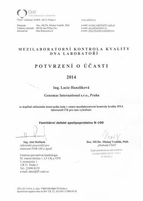 Certifikaty rok 2014