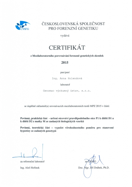 Certifikát 2015